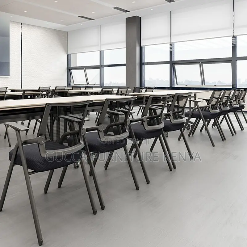 Office Chairs: Foldable Midnight Black Mesh Conference Chair