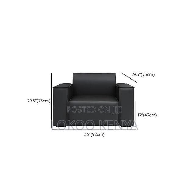Office Sofa: Black Standard Office Sofa - thumbnail 2