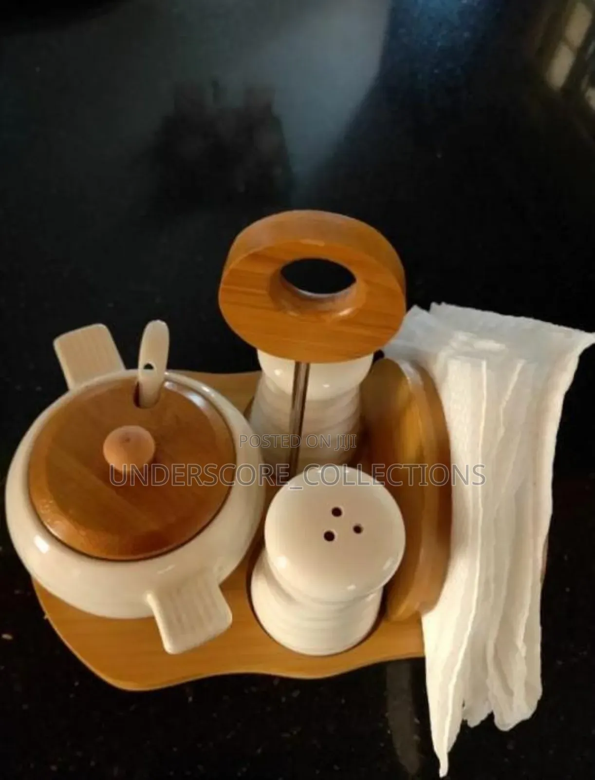 *JA7080 or JA7923 5pc Ceramic Cruets Napkin Holder .
