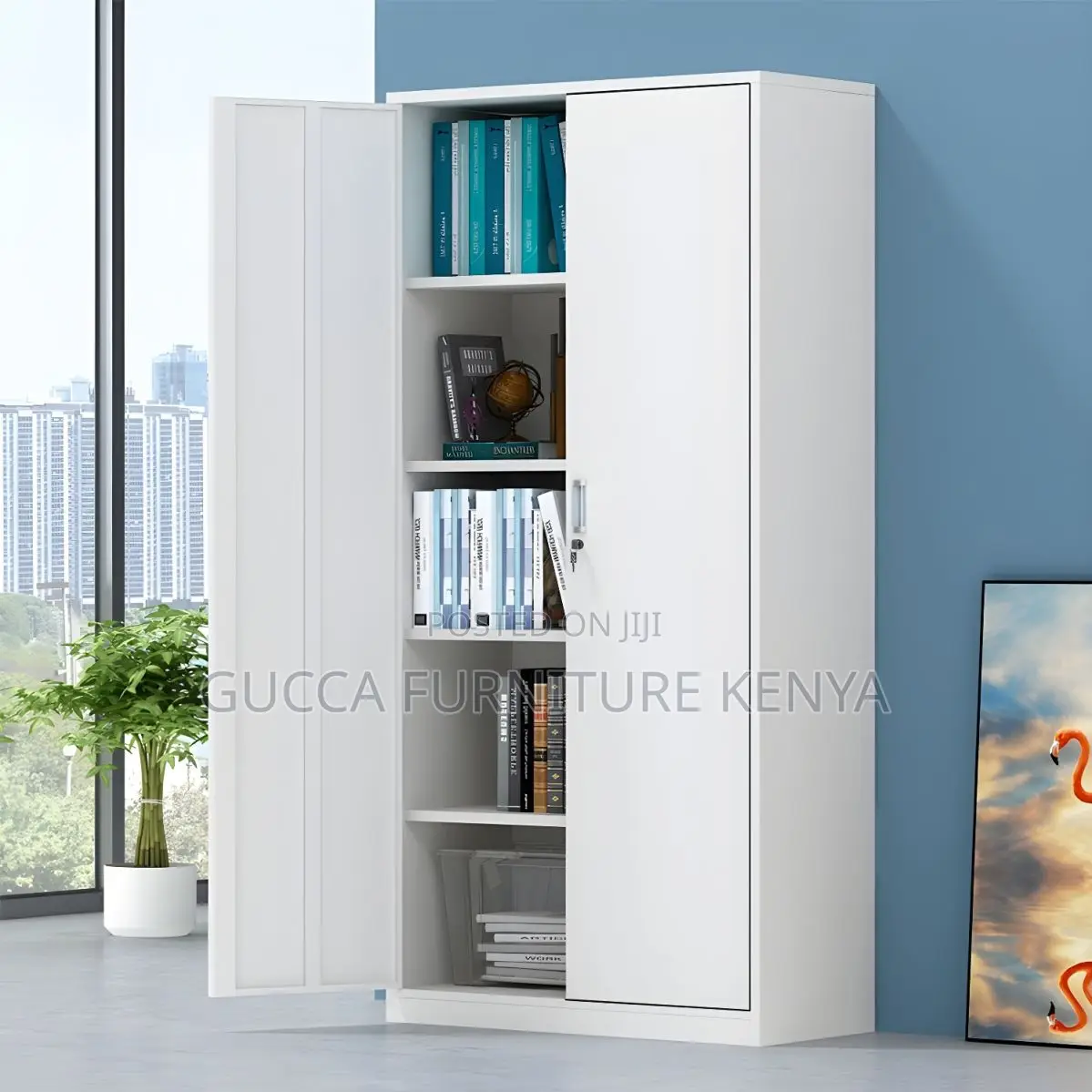Cabinets:2-Door Modern White Steel Storage Cabinet