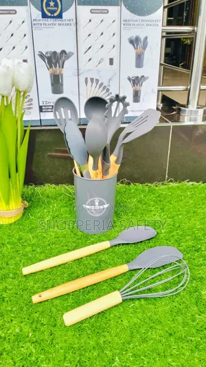 Silver Silicone Spoon Set- 12 PCS