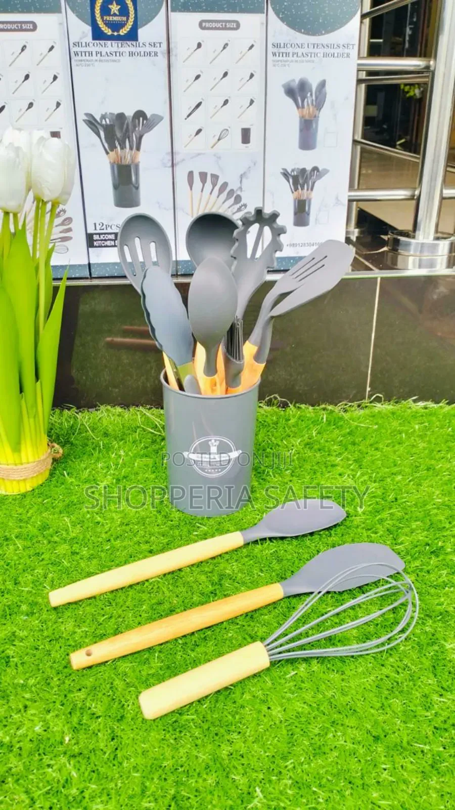 Silver Silicone Spoon Set- 12 PCS