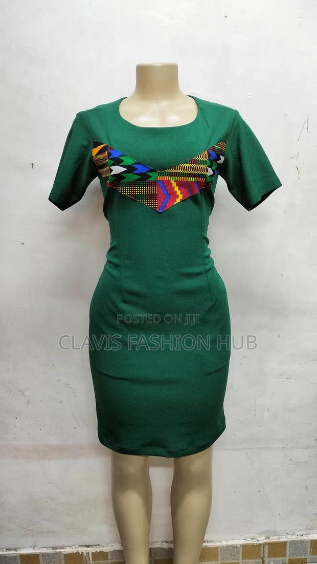 Emerald Green Fitting Ankara Dress - main view