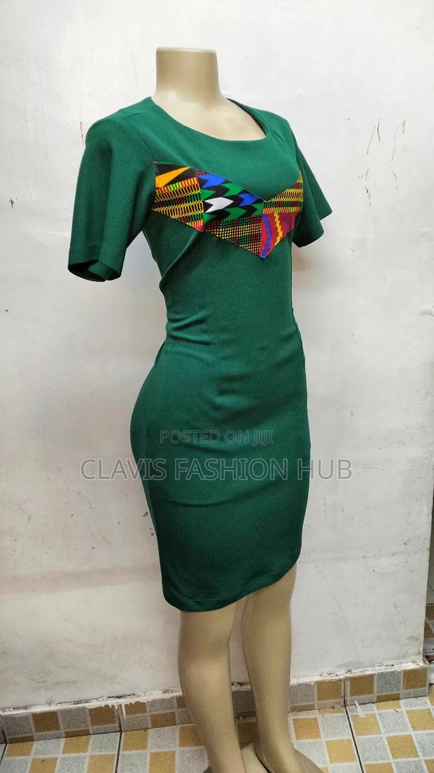 Emerald Green Fitting Ankara Dress - thumbnail 2