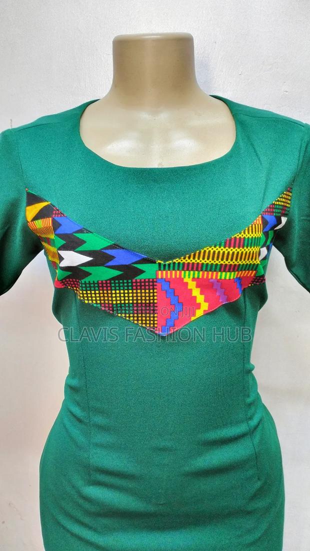 Emerald Green Fitting Ankara Dress - thumbnail 3