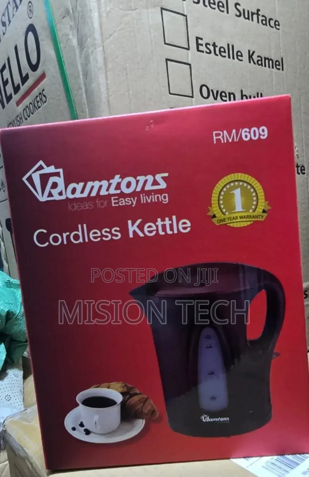 Ramtons Cordless Electric Kettle 1.7 Liters Black and Red°°^