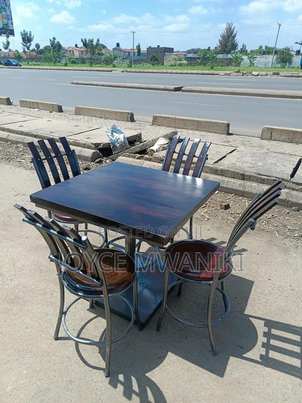 Wooden Restaurant Set, With Powder Coated Frame