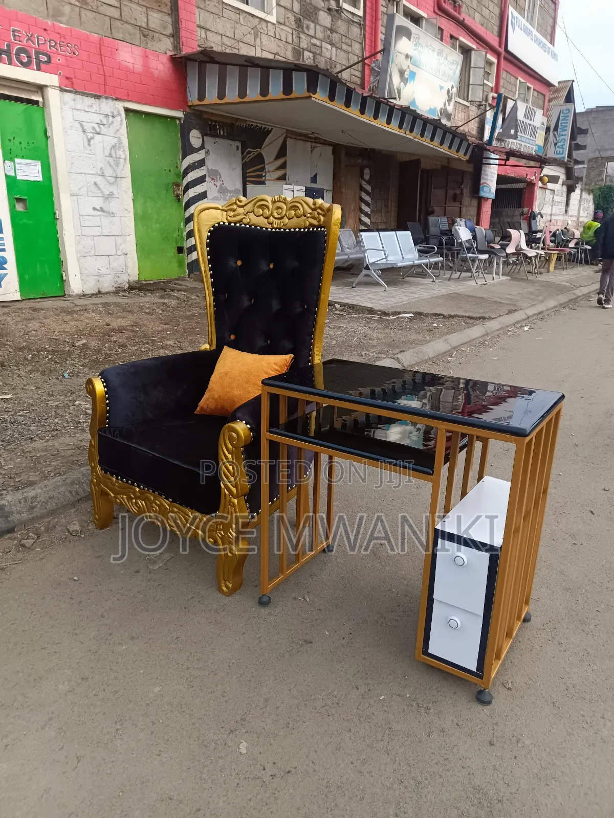 Pedicure Antique Chair and Manicure Table 