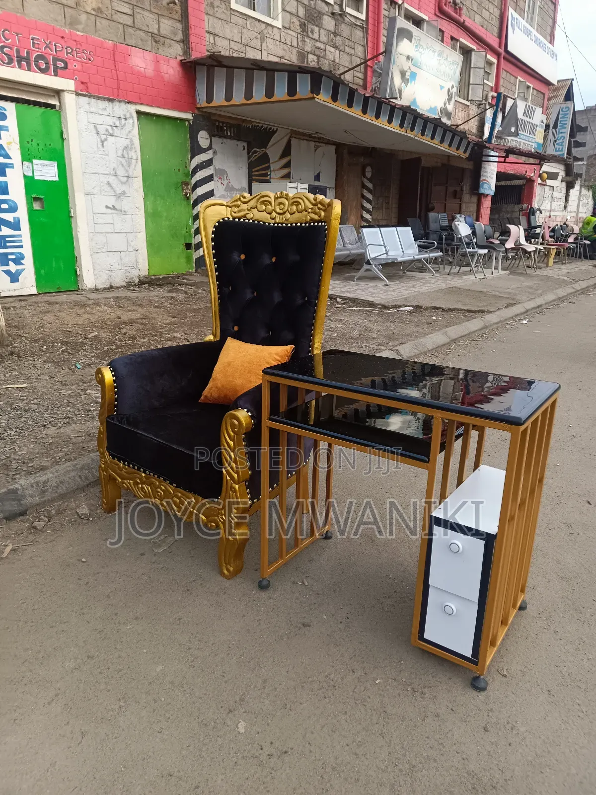 Pedicure Antique Chair and Manicure Table 