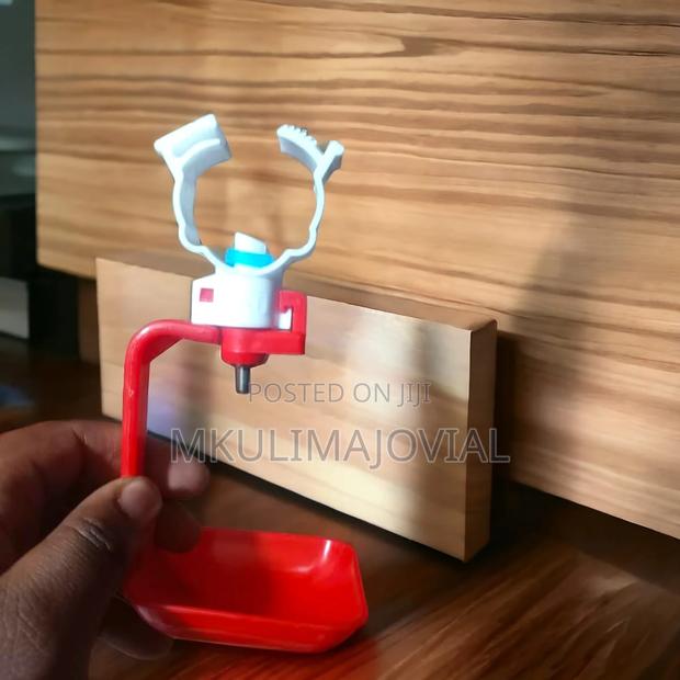 Red and White Nipple Drinker for Poultry - main view