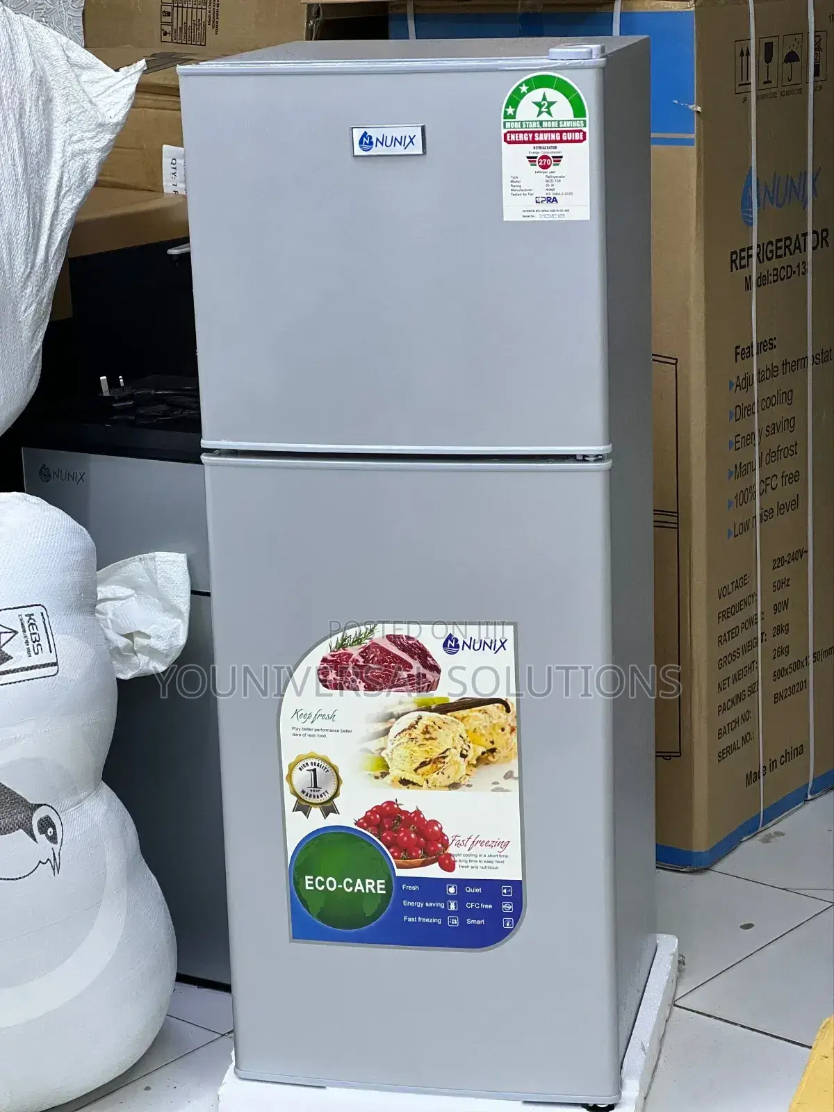 Fridge 138l Nunix Double Door