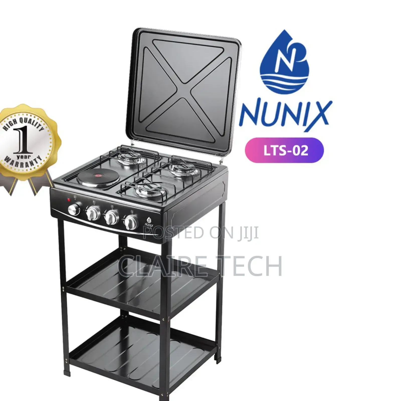 Nunix Cooker 3+1plate Standing Cooker Plus Shelves