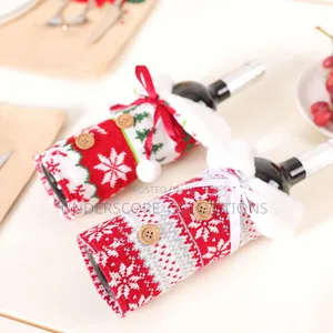 * Fluffy Christmas Wine Bottle Cover Merry Christmas Decor .