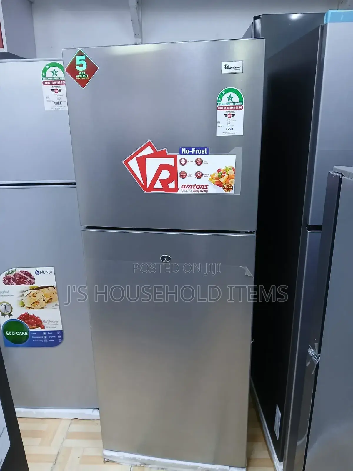 Ramtons 188 Litres Double Door No Frost Fridge, Silver