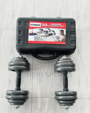 30kg Adjustable Dumbbell Set; Heavy Duty Cast Iron Plates