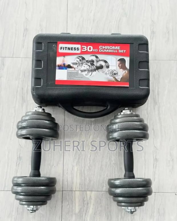 30kg Adjustable Dumbbell Set; Heavy Duty Cast Iron Plates