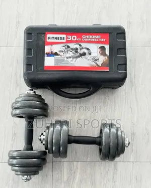 30kg Adjustable Dumbbell Set; Heavy Duty Cast Iron Plates