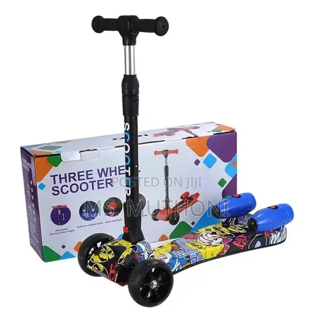Adjustable Height Kick Scooter W/Flashing Wheels and Music