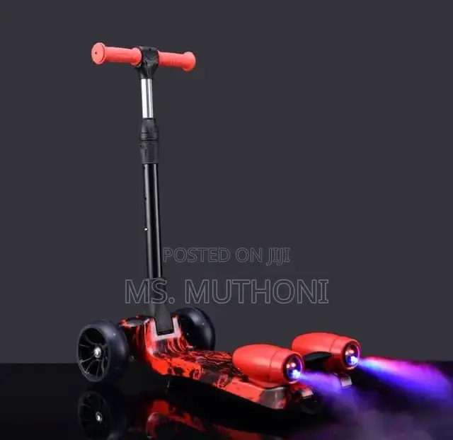 Adjustable Height Kick Scooter W/Flashing Wheels and Music