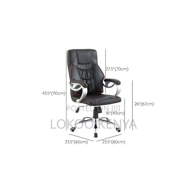 Office Chair: Black Leather Swivel Office Chair - thumbnail 2