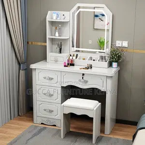 Dressers: Trendy Standard White Vanity Table