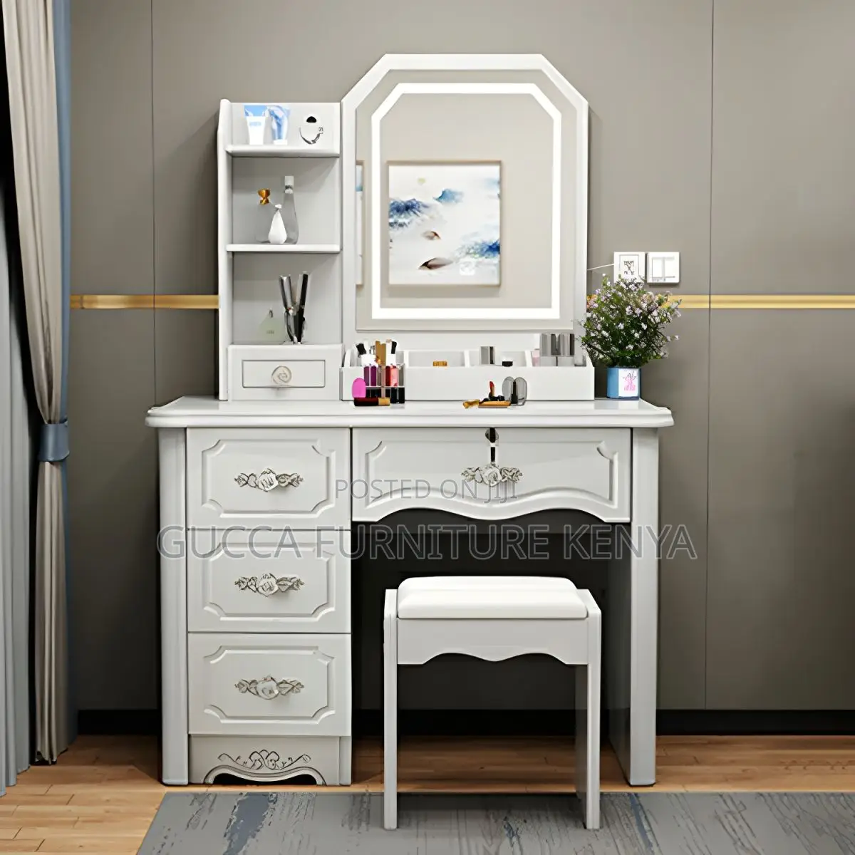 Dressers: Trendy Standard White Vanity Table
