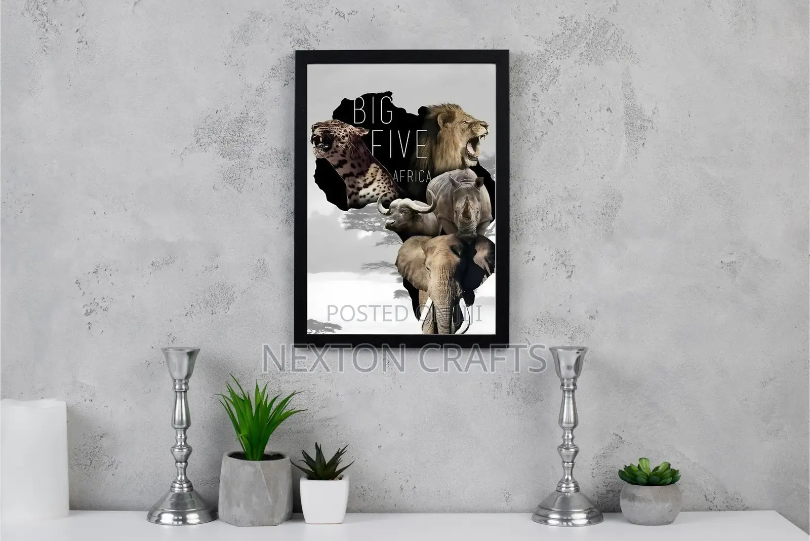 Big Five Frame African Arwork Size A2 Picture
