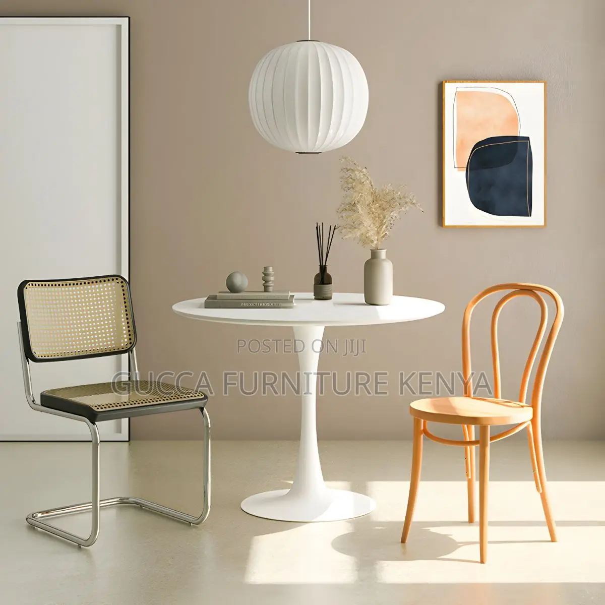 Dining Tables: Contemporary White Simple Round Dining Table