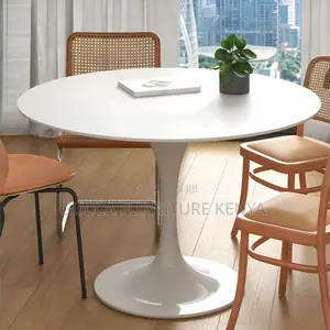 Dining Tables: Contemporary White Simple Round Dining Table