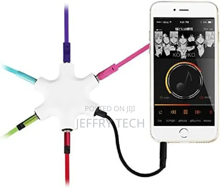 3.5mm 6-Port Multi Headphone Splitter With 5inches Hard Wir