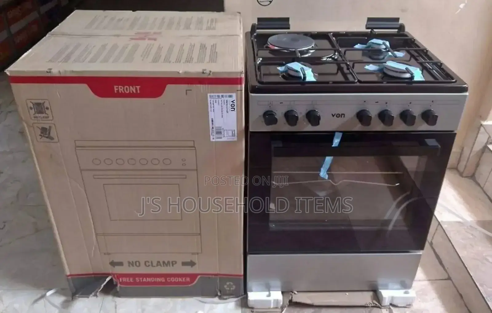 VON Cooker 3 Gas + 1 Electric - VAC6SV31UY Grey
