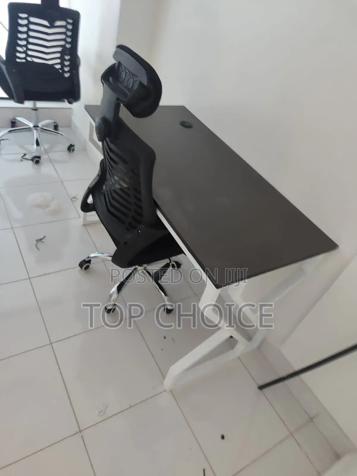 Metallic Office Desk and Office Chair