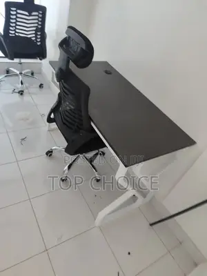 Metallic Office Desk and Office Chair