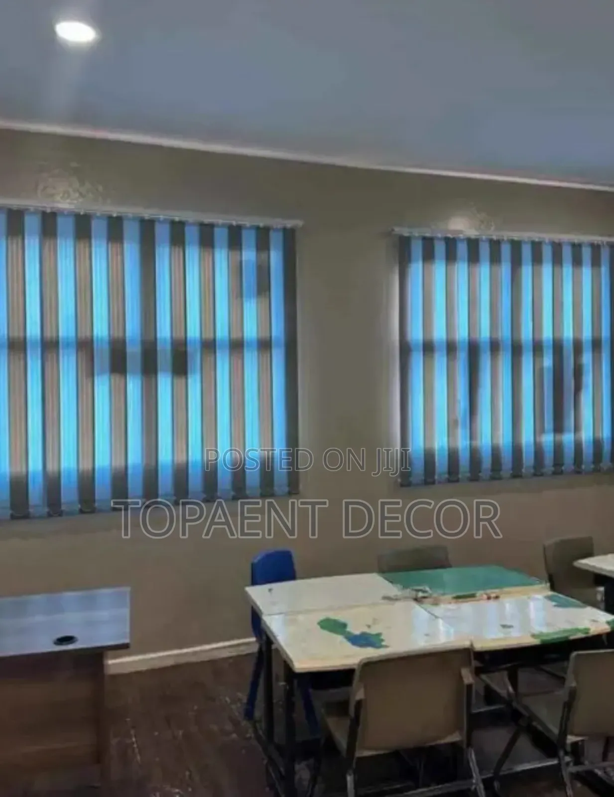 Grey and Blue Lecture Rooms Window Curtain Blinds