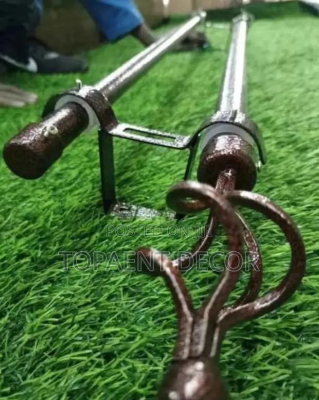 Brown Powder Coated Double Window Curtain Rod - main view