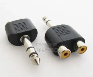 1/4" 6.35mm Stereo Male to 2 Dual Phono RCA Female Jack Adap