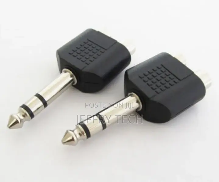 1/4" 6.35mm Stereo Male to 2 Dual Phono RCA Female Jack Adap