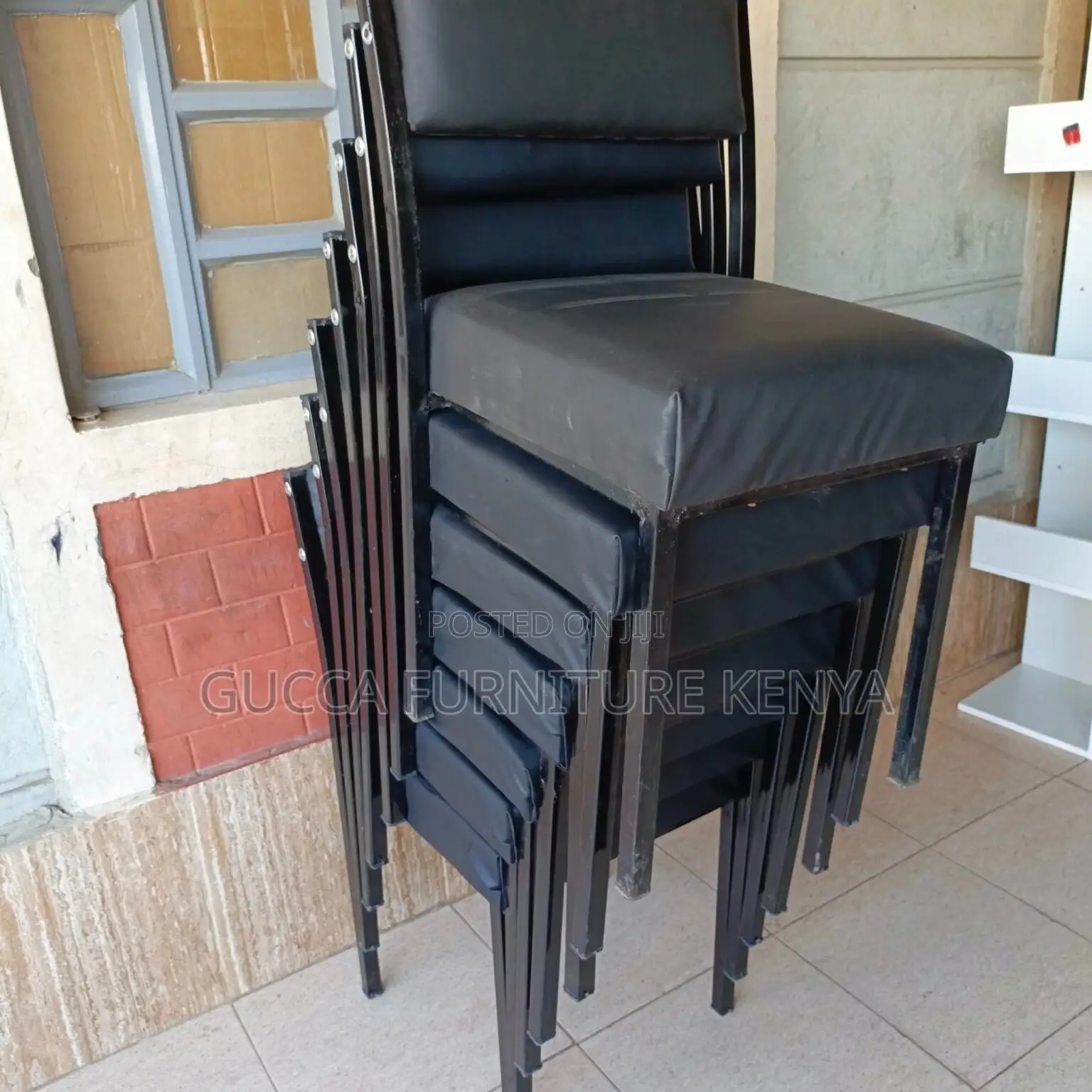 Office Chairs:Black Stackable Catalina Visitors Office Chair