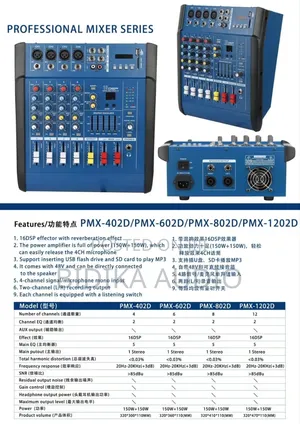 New Brand Powered Mixer 4ch Music Mixer