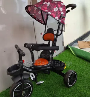 Kids Tricycle With Push Handle Canopy/Shade