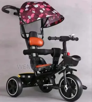 Kids Tricycle With Push Handle Canopy/Shade