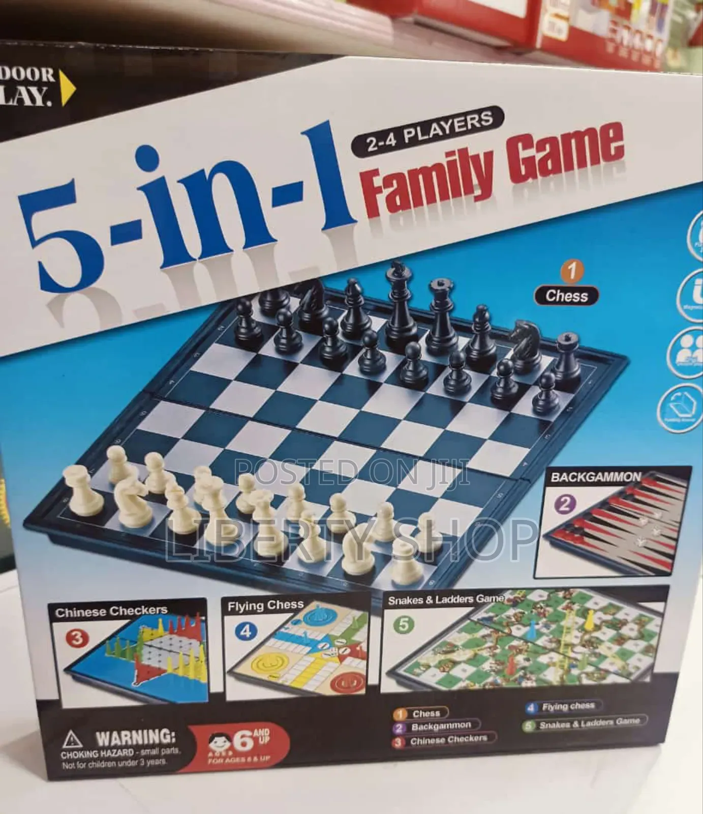 5 in 1 Chess and Checkers Board Game