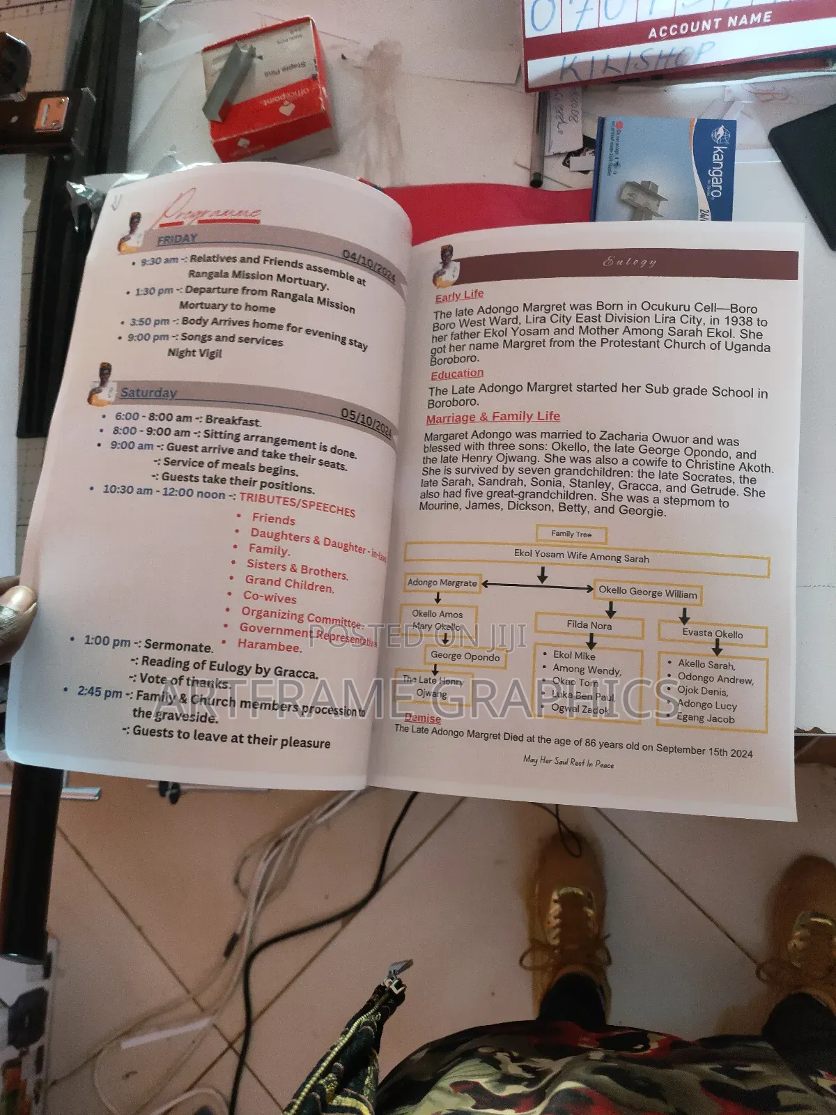 Funeral Program Printing A3