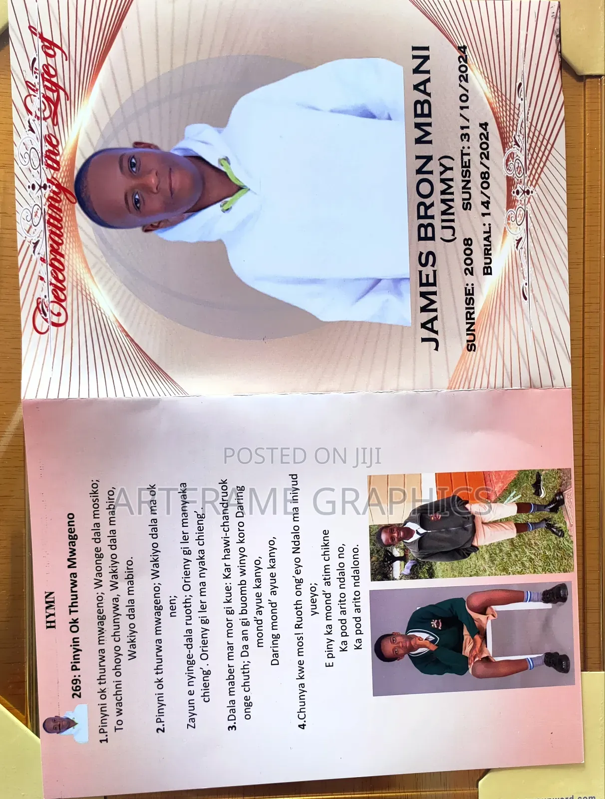 Funeral Program Printing A3