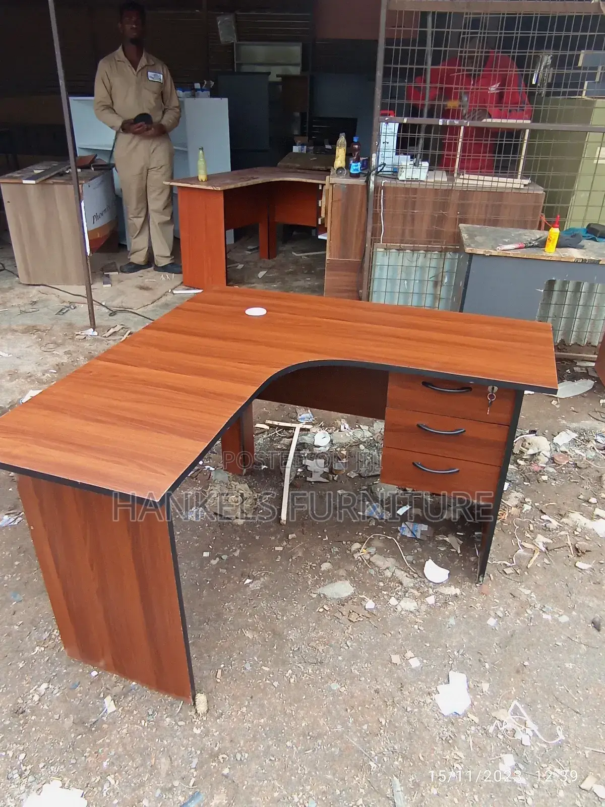 Dark Walnut Curved Desk