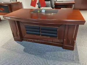 Office Tables:1.6 Meters L-Shaped Mahogany Boss Study Table