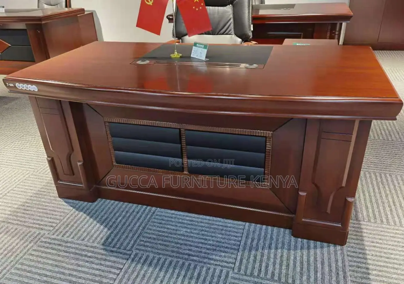 Office Tables:1.6 Meters L-Shaped Mahogany Boss Study Table