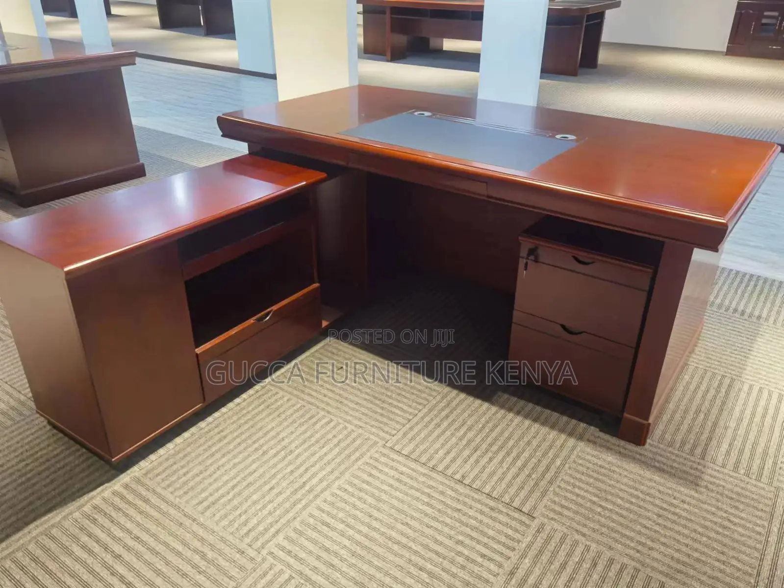 Office Tables:1.6 Meters L-Shaped Mahogany Boss Study Table
