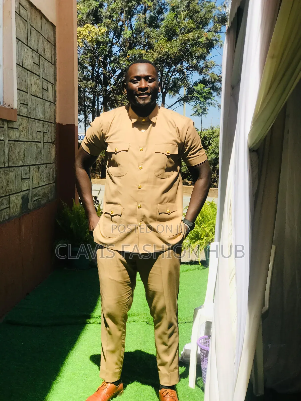 Biege Kaunda Suit Available Ready Made