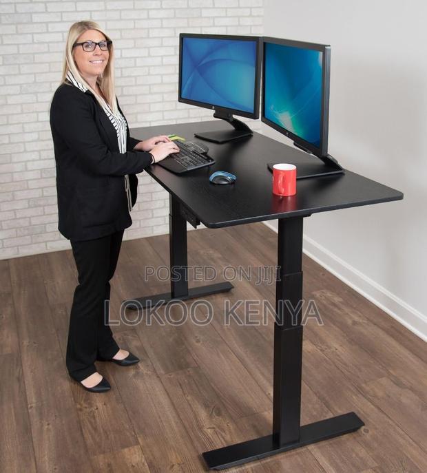 Office Desk: Black Adjustable Motorized Desk - main view